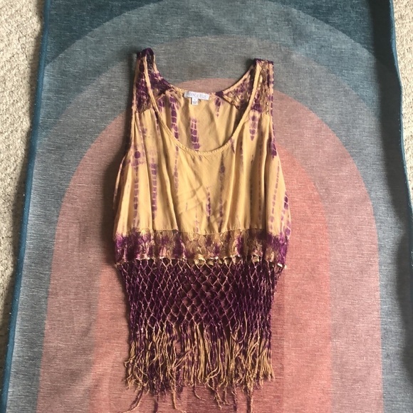 Patrons Of Peace Bohemian Tye Dye Lace Fringe Festival Top - Picture 6 of 8